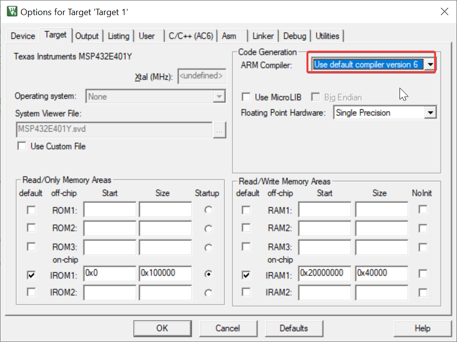 Select the Compiler